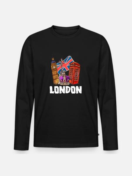 London - Men's Premium Organic Long Sleeve Shirt - black