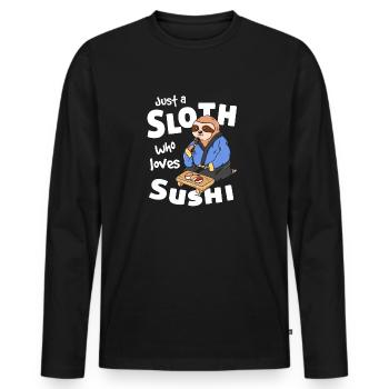 Just a sloth who loves sushi - Faultier Nigiri - Men's Premium Organic Long Sleeve Shirt - black - Front - Nico (187cm)