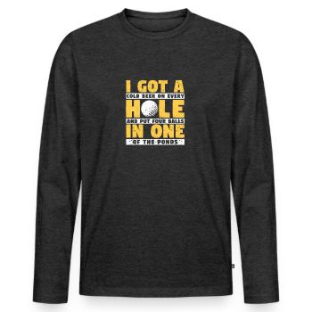 Funny Golf Golfer Fan Golfing Player I Got A Hole - Männer Premium Bio Langarmshirt - Anthrazit meliert - Vorne - Nico (187cm)