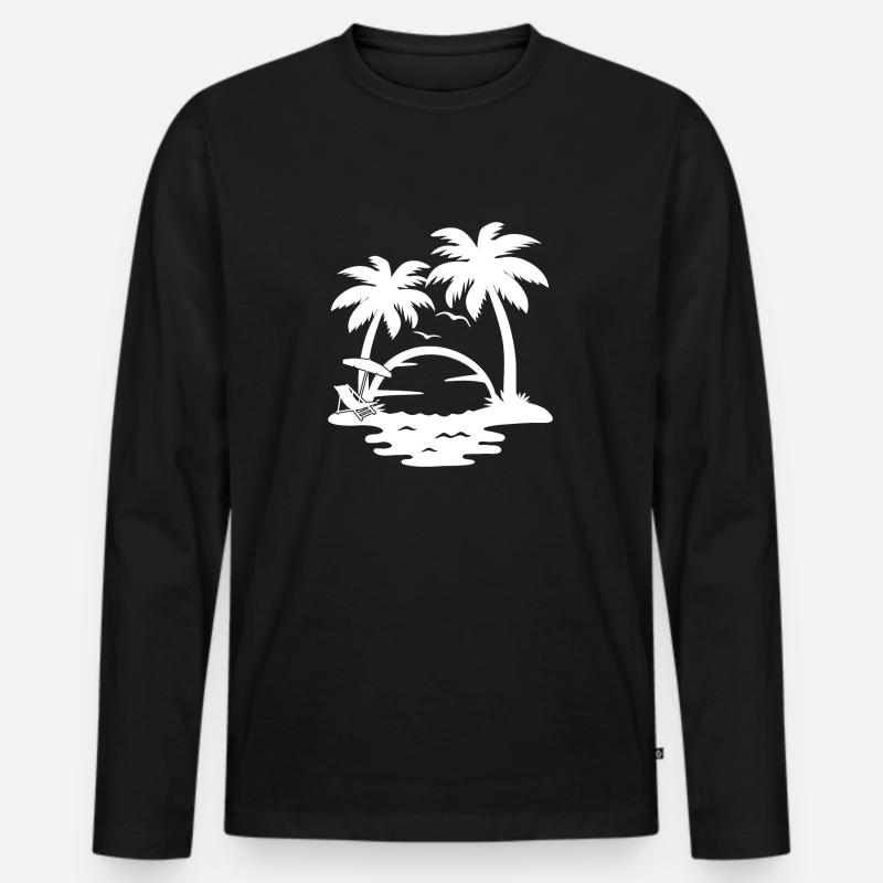 Palmen - Männer Premium Bio Langarmshirt - Schwarz