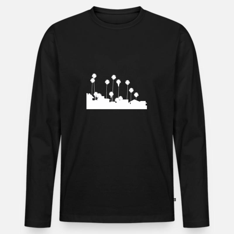 Palmen - Männer Premium Bio Langarmshirt - Schwarz