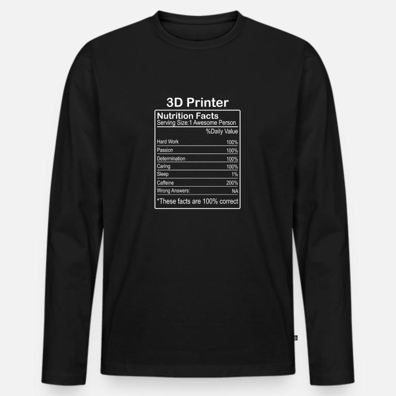 3D Printer nutrition facts - Männer Premium Bio Langarmshirt - Schwarz