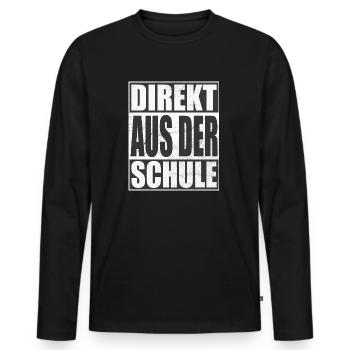 Direkt aus der Schule - Männer Premium Bio Langarmshirt - Schwarz - Vorne - Nico (187cm)