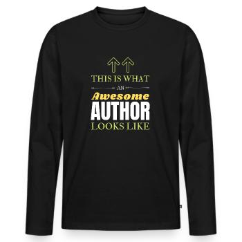Autor - Männer Premium Bio Langarmshirt - Schwarz - Vorne - Nico (187cm)