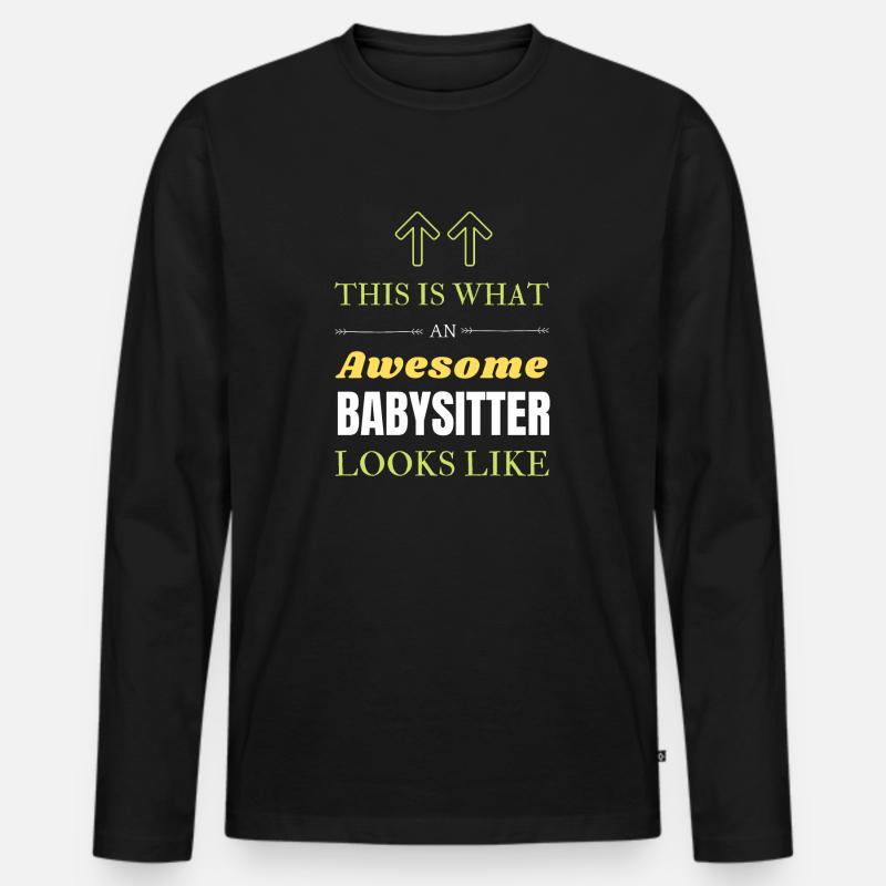 Babysitter - Männer Premium Bio Langarmshirt - Schwarz