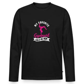 Funny Parent Gymnastics Mum My Favorite Gymnast - Men's Premium Organic Long Sleeve Shirt - black - Front - Nico (187cm)