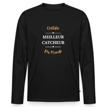 Certifié meilleure catcheur du monde - T-shirt manches longues Premium bio Homme - noir - Devant - Nico (187cm)