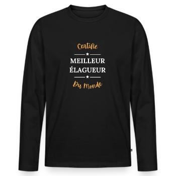 Certifié meilleur élagueur du monde - T-shirt manches longues Premium bio Homme - noir - Devant - Nico (187cm)