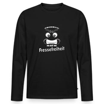 Ich kann gucken wie ich will - Fressefreiheit! - Männer Premium Bio Langarmshirt - Schwarz - Vorne - Nico (187cm)