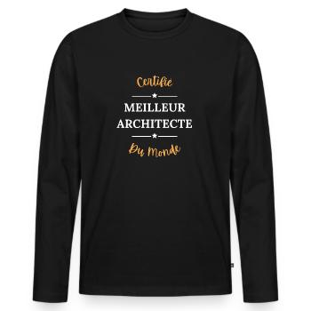 Certifié meilleur architecte du monde - T-shirt manches longues Premium bio Homme - noir - Devant - Nico (187cm)