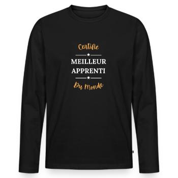 Certifié meilleur apprenti du monde - T-shirt manches longues Premium bio Homme - noir - Devant - Nico (187cm)