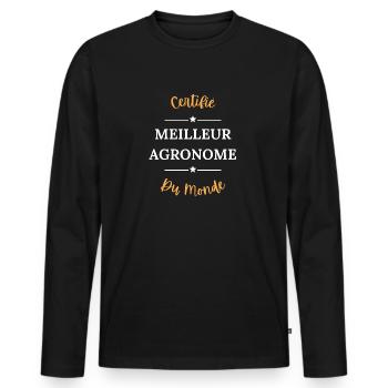 Certifié meilleur agronome du monde - T-shirt manches longues Premium bio Homme - noir - Devant - Nico (187cm)