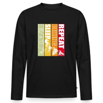 eat sleep biking repeat - T-shirt manches longues Premium bio Homme - noir - Devant - Nico (187cm)