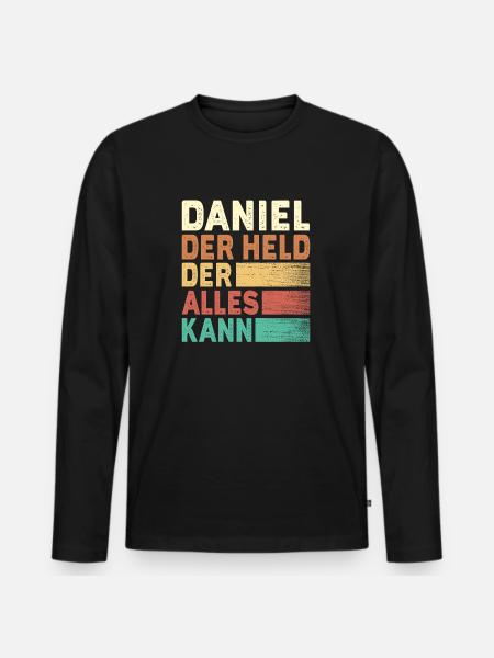 Daniel Name Geschenk - Männer Premium Bio Langarmshirt - Schwarz