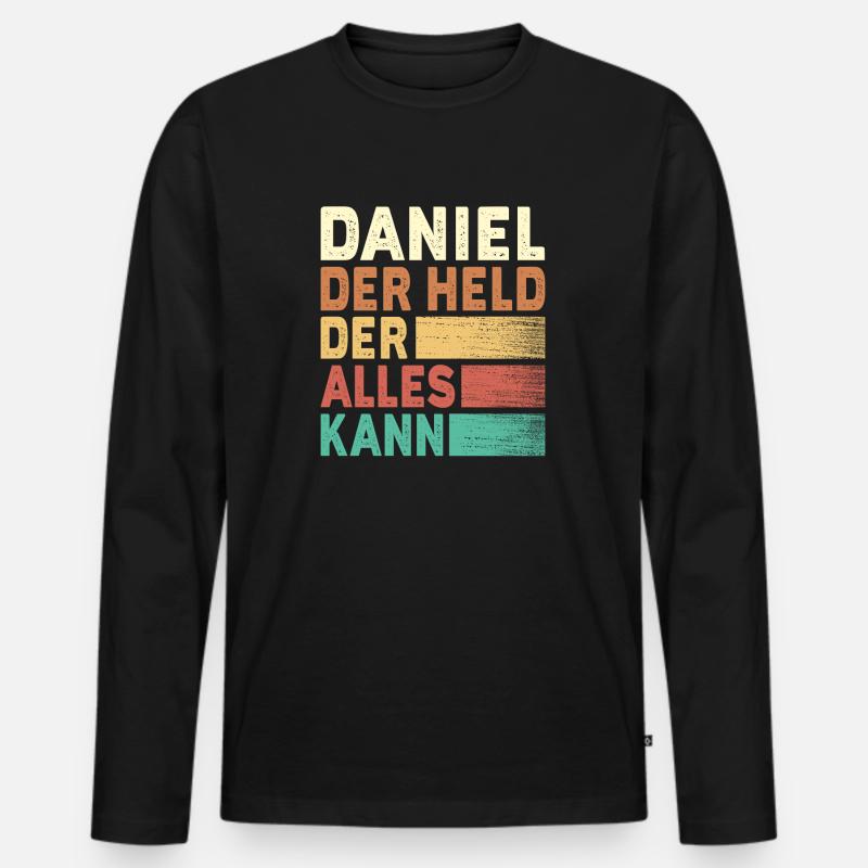 Daniel Name Geschenk - Männer Premium Bio Langarmshirt - Schwarz
