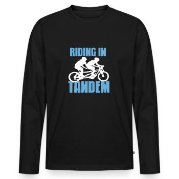 Riding In Tandem Awesome Cycling T-Shirt Present - Männer Premium Bio Langarmshirt - Schwarz - Vorne - Nico (187cm)
