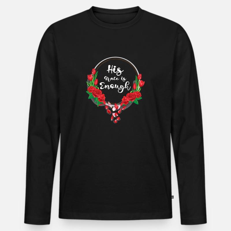 His Grace is enough - Männer Premium Bio Langarmshirt - Schwarz