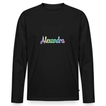 ALEXANDRA Rainbow Cursive minimaliste - T-shirt manches longues Premium bio Homme - noir - Devant - Nico (187cm)