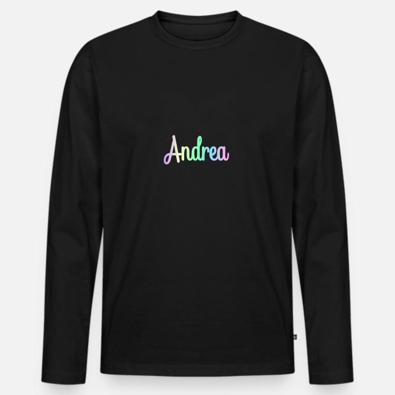 ANDREA Rainbow Minimalist Cursive - Männer Premium Bio Langarmshirt - Schwarz
