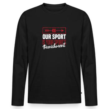 Drôle de Cross Country Notre sport est la punition pour - T-shirt manches longues Premium bio Homme - noir - Devant - Nico (187cm)