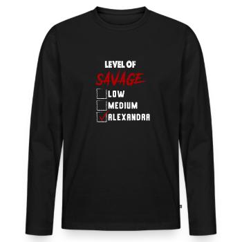 Niveau de Sauvage: ALEXANDRA Coche Nouveauté Custo - T-shirt manches longues Premium bio Homme - noir - Devant - Nico (187cm)