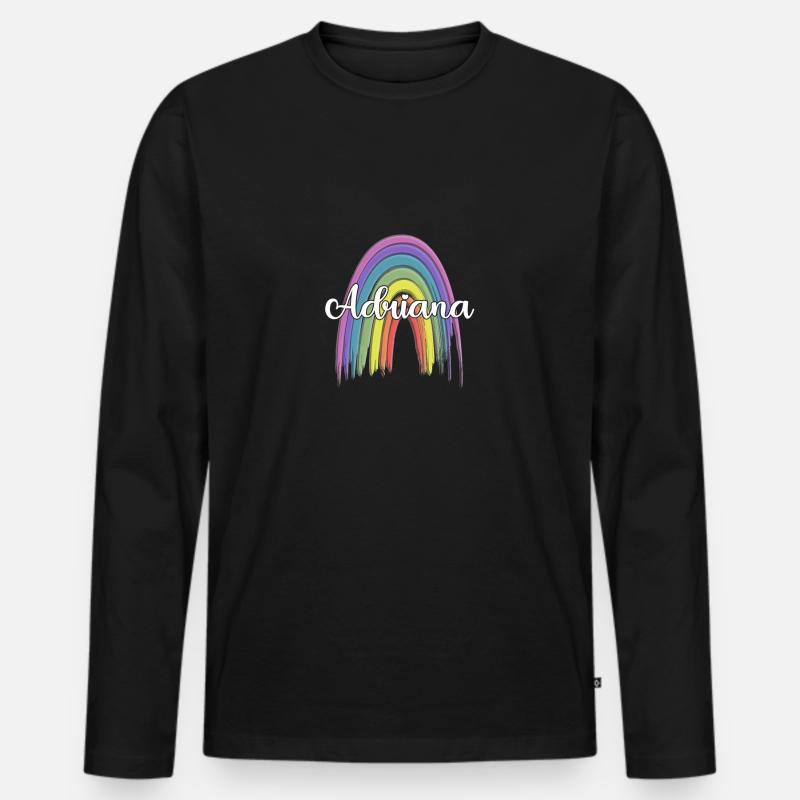 ADRIANA Rainbow Cursive - Männer Premium Bio Langarmshirt - Schwarz