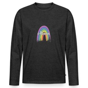 ALANA Rainbow Cursive - Men's Premium Organic Long Sleeve Shirt - heather anthracite - Front - Nico (187cm)