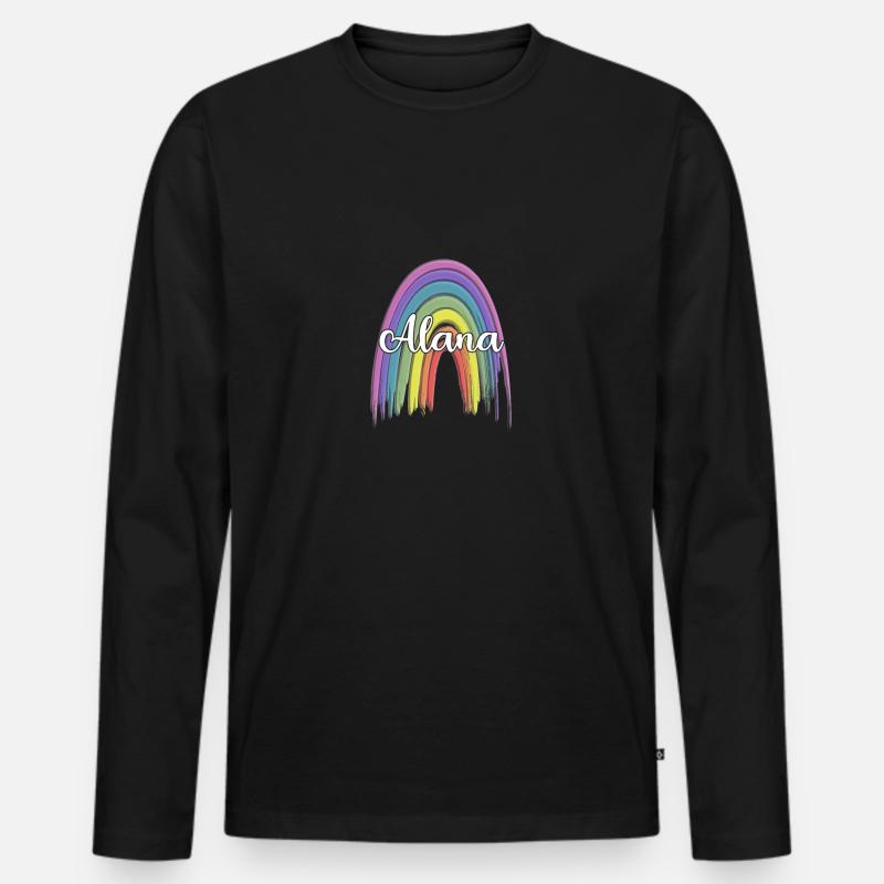 ALANA Rainbow Cursive - Männer Premium Bio Langarmshirt - Schwarz