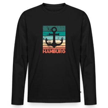 Hamburg Port Ship Hanseatic City of St. Pauli Gift - Men's Premium Organic Long Sleeve Shirt - black - Front - Nico (187cm)
