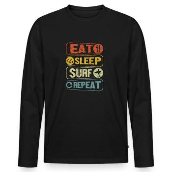 Eat Sleep Surf Repeat - Men's Premium Organic Long Sleeve Shirt - black - Front - Nico (187cm)