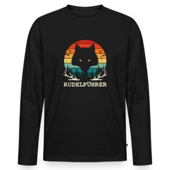 Rudelführer - JGA Junggesellenabschied Wolf Team - Männer Premium Bio Langarmshirt - Schwarz - Vorne - Nico (187cm)