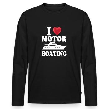 I Love Motor Boating Lake Boating Summer Boat - Men's Premium Organic Long Sleeve Shirt - black - Front - Nico (187cm)