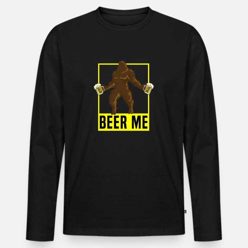 Bier mich - Männer Premium Bio Langarmshirt - Schwarz