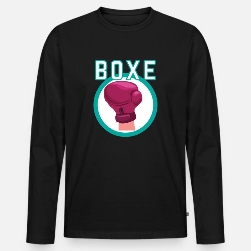 Boxen Liebe - Boxer Geschenkidee - Männer Premium Bio Langarmshirt - Schwarz