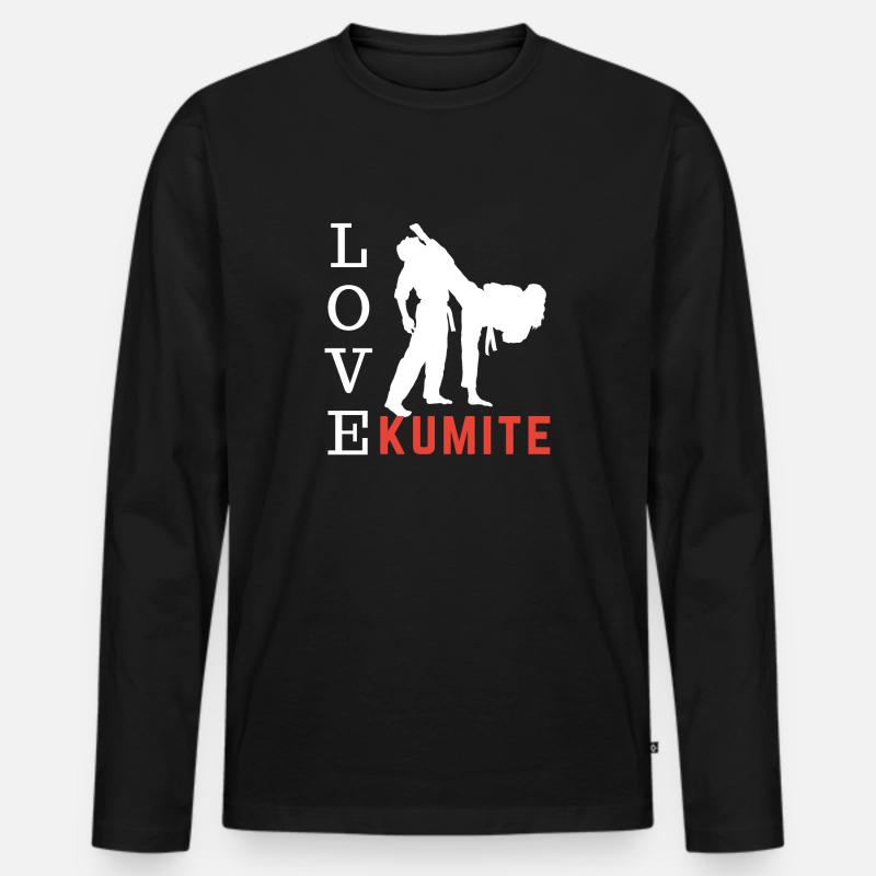 Kumite Love - Karate Geschenkidee - Männer Premium Bio Langarmshirt - Schwarz