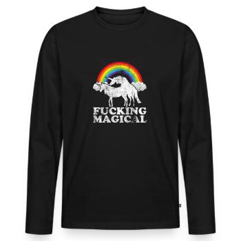 Regenbogen LGBTQ Pride Love Parade CSD Liebe - Männer Premium Bio Langarmshirt - Schwarz - Vorne - Nico (187cm)
