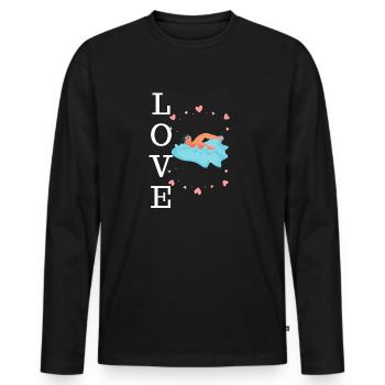 Comedy Schwimmen - Männer Premium Bio Langarmshirt - Schwarz - Vorne - Nico (187cm)