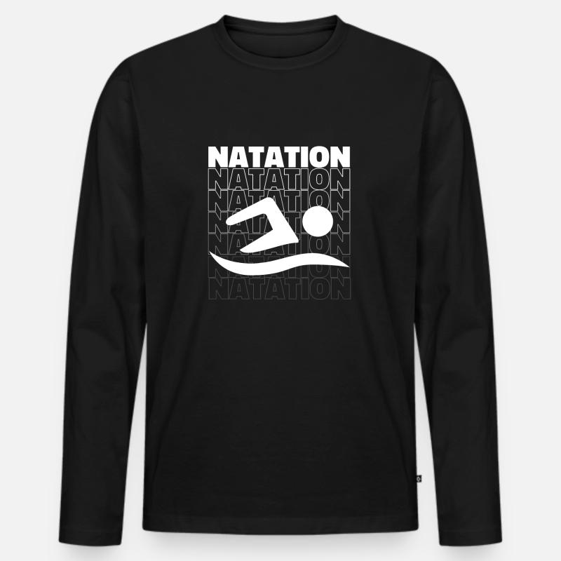 Profi-Schwimmer - Männer Premium Bio Langarmshirt - Schwarz