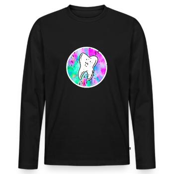 Vintage Awesome Vivid Dentist T-Shirt dentaire - T-shirt manches longues Premium bio Homme - noir - Devant - Nico (187cm)