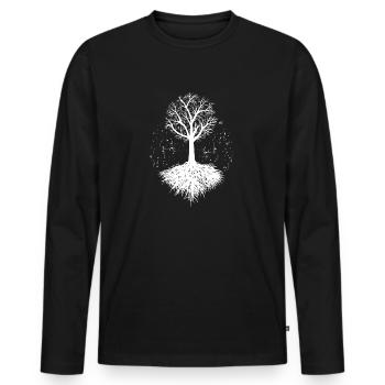 Baum - Männer Premium Bio Langarmshirt - Schwarz - Vorne - Nico (187cm)