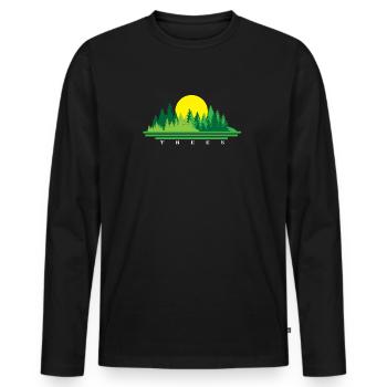 Baum - Männer Premium Bio Langarmshirt - Schwarz - Vorne - Nico (187cm)