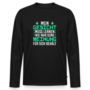 Witziges Sprüche Retro Mein Gesicht Statement - Männer Premium Bio Langarmshirt - Schwarz - Vorne - Nico (187cm)
