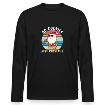 Drôle d’été Plage Vacances Cocktails Noël In - T-shirt manches longues Premium bio Homme - noir - Devant - Nico (187cm)