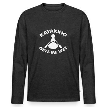 Le kayak me mouille - T-shirt manches longues Premium bio Homme - anthracite chiné - Devant - Nico (187cm)