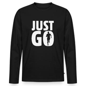 Just Go - Men's Premium Organic Long Sleeve Shirt - black - Front - Nico (187cm)