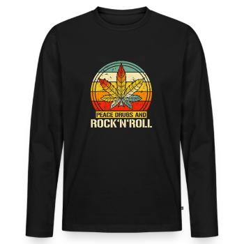 Peace Rock 'n' Roll Rock Kleidung Vintage Cannabis - Männer Premium Bio Langarmshirt - Schwarz - Vorne - Nico (187cm)