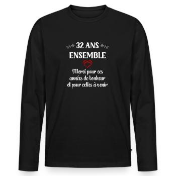 32 ans ensemble - T-shirt manches longues Premium bio Homme - noir - Devant - Nico (187cm)