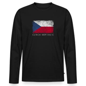 Tschechien Tschechische Flagge - Männer Premium Bio Langarmshirt - Schwarz - Vorne - Nico (187cm)