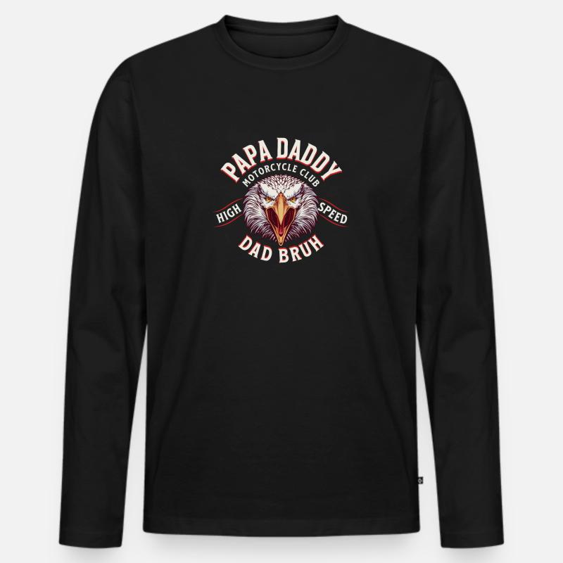 Papa Daddy Dad Bruh - Männer Premium Bio Langarmshirt - Schwarz