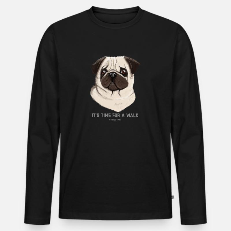 Dog Time for Walk - Männer Premium Bio Langarmshirt - Schwarz
